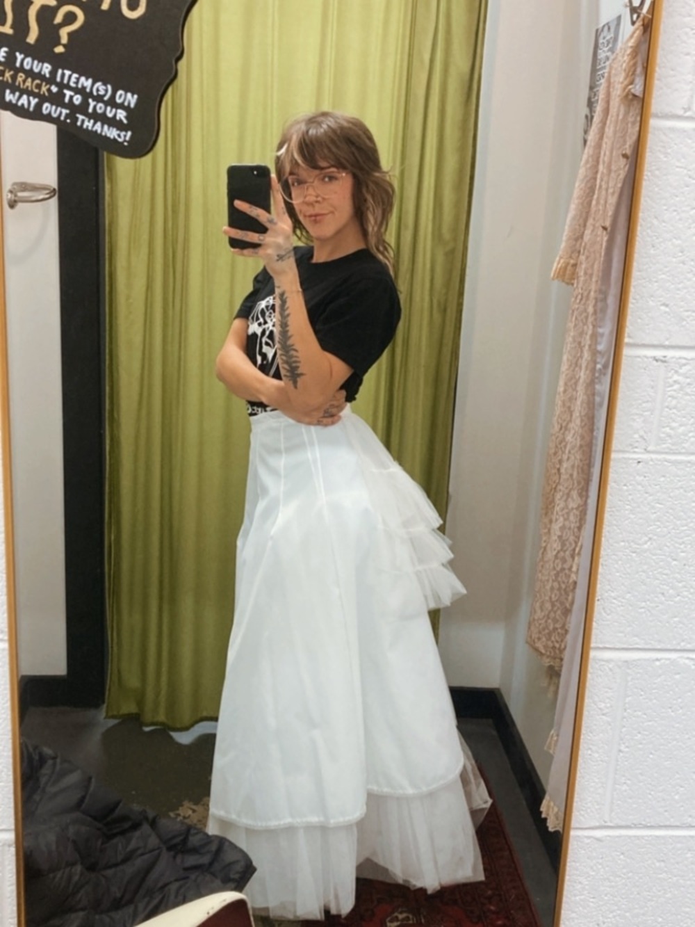 VINTAGE White Layered Tulle Maxi Skirt